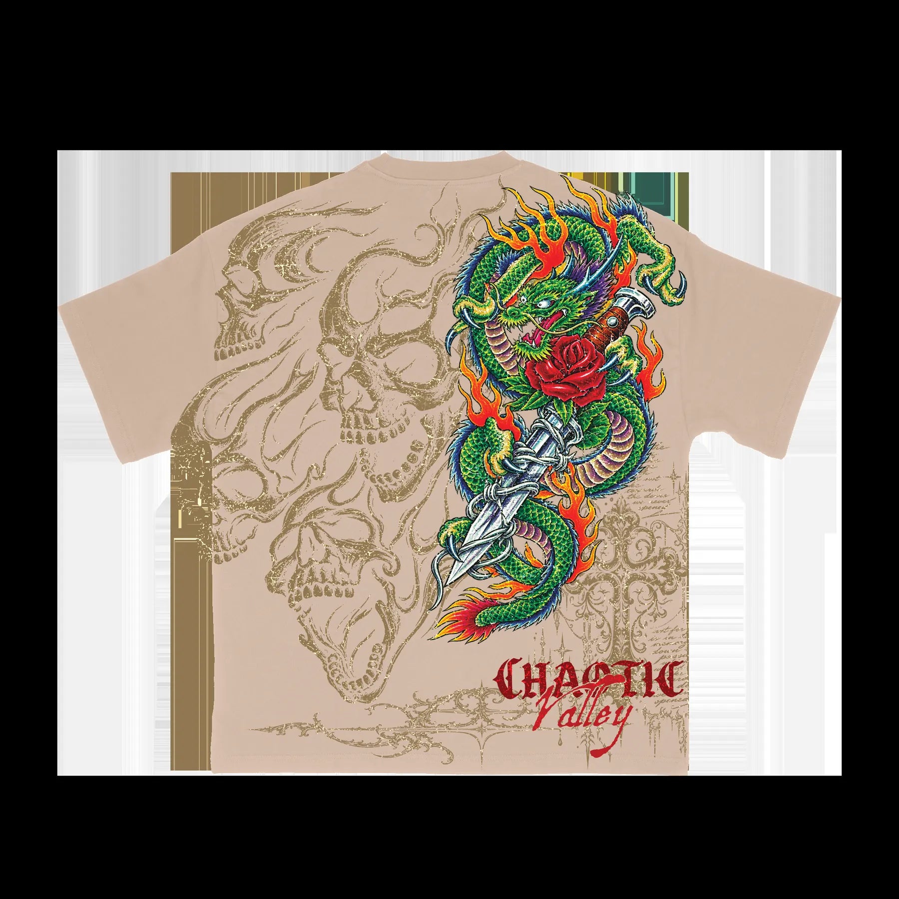 Dragon and skull graphic shirt