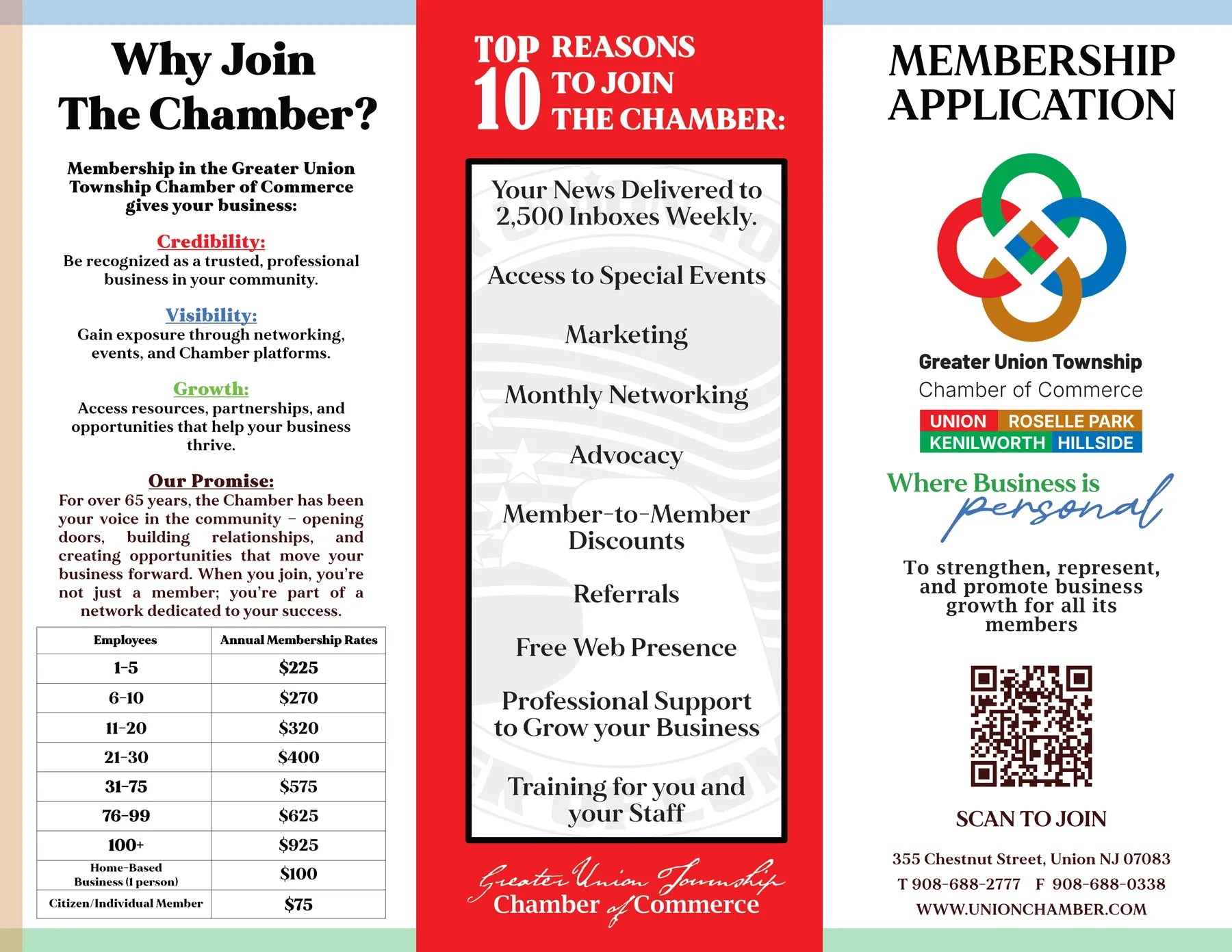 Chamber membership trifold brochure