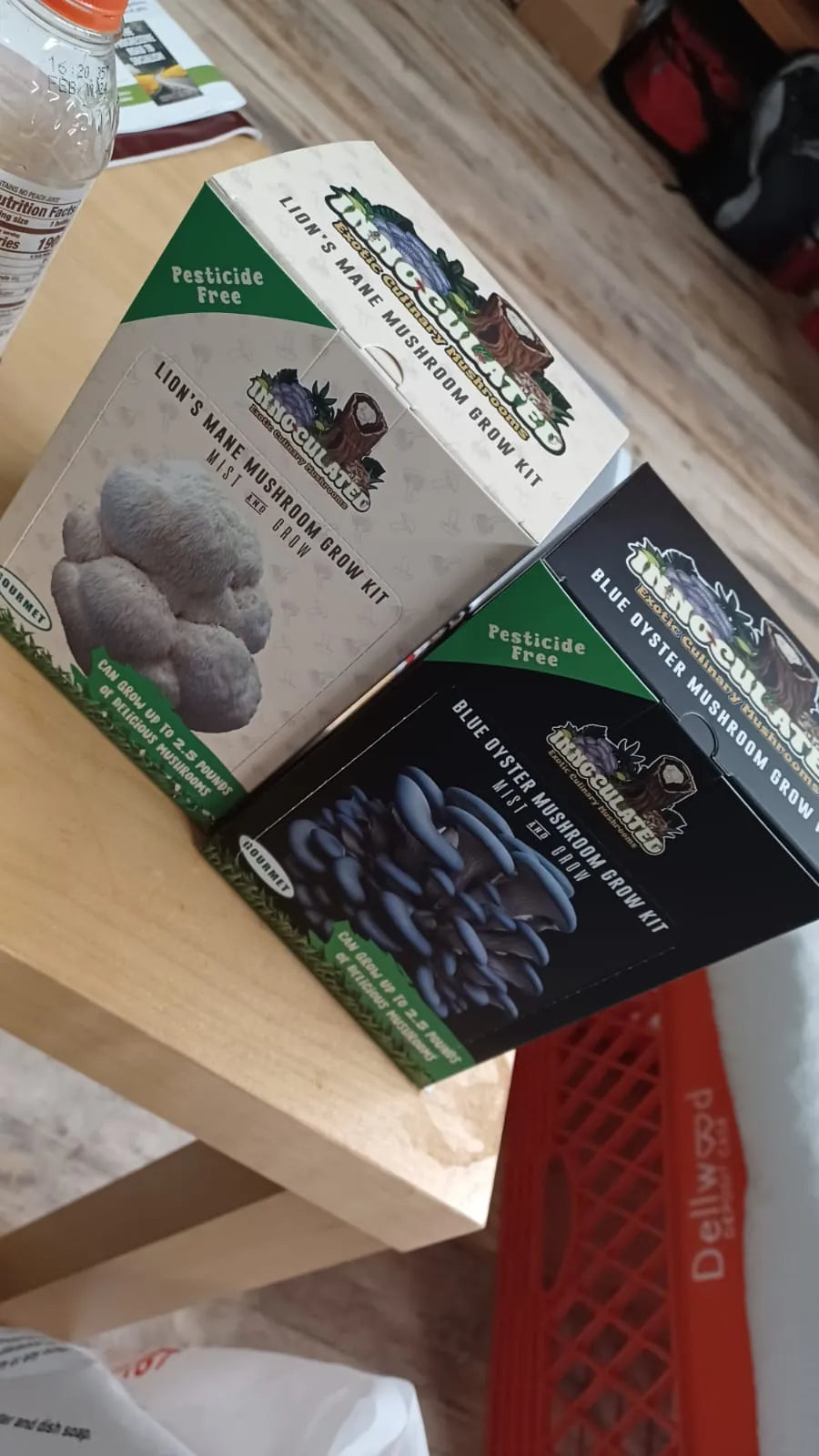 Finished custom mushroom grow kit packaging